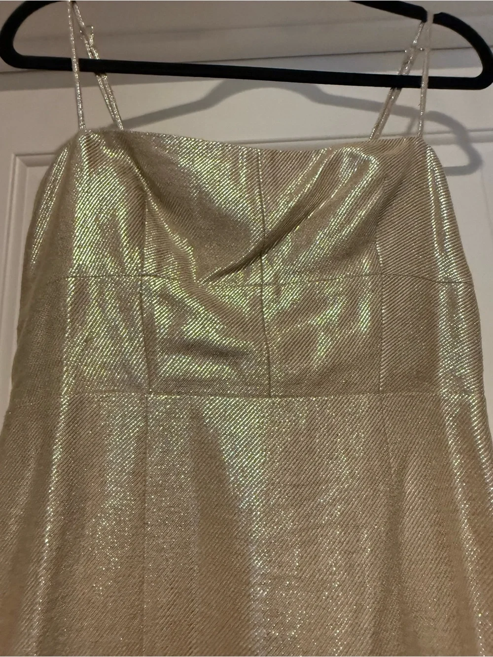 J. Crew Metallic Gold Midi Dress with Spaghetti Straps and Tie Back - Sz 6 NWT